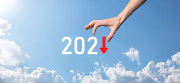 Plan Business Negatieve Groei Het Jaar 2021 Concept Zakenman Plan — Stockfoto