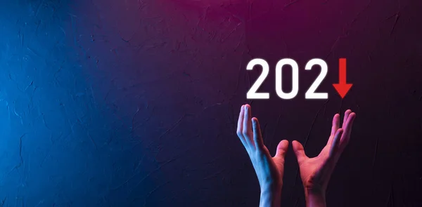Planificar Crecimiento Negativo Empresarial Concepto Del Año 2021 Plan Del —  Fotos de Stock