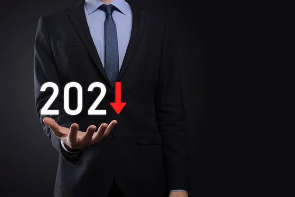 Planificar Crecimiento Negativo Empresarial Concepto Del Año 2021 Plan Del — Foto de Stock