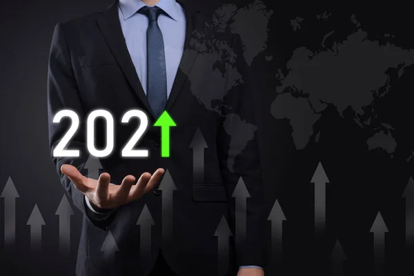Planifier Une Croissance Positive Des Affaires 2021 Concept Plan Homme — Photo