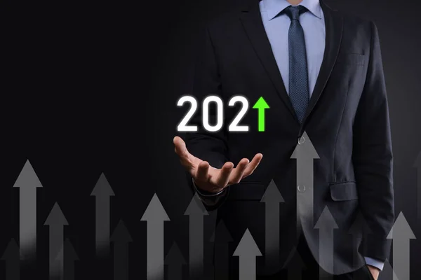 Sviluppo Del Business Successo Crescita Anno 2021 Concetto Pianificare Grafico — Foto Stock