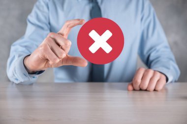 Elle tutulan simge, iptal simgesi, simgeyi iptal et. Düz kırmızı simge işaretle. round. round.round.round. X işareti iptal. Yanlış işaretleme. Reddedildi. Koyu arkaplanda.banner. Boşluk. Metin için yer