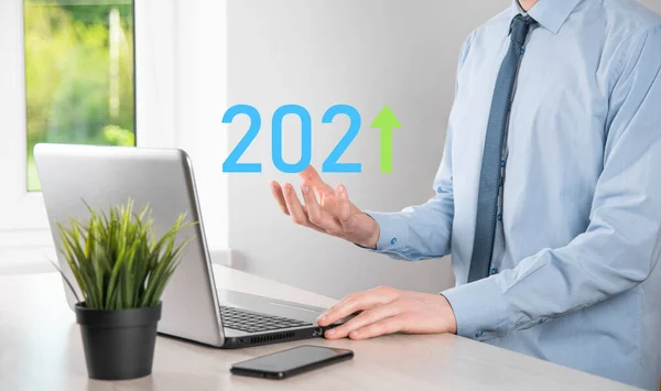Business Development Success Growing Growth Year 2021 Concept Plan Business — Stockfoto