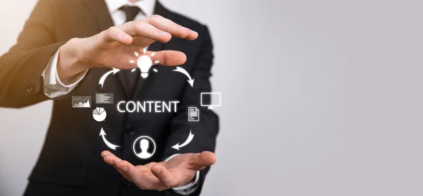 Content Marketing Cycle Skapa Publicera Distribuera Innehåll För Målgrupp Online Stockbild