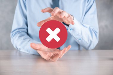 Elle tutulan simge, iptal simgesi, simgeyi iptal et. Düz kırmızı simge işaretle. round. round.round.round. X işareti iptal. Yanlış işaretleme. Reddedildi. Koyu arkaplanda.banner. Boşluk. Metin için yer