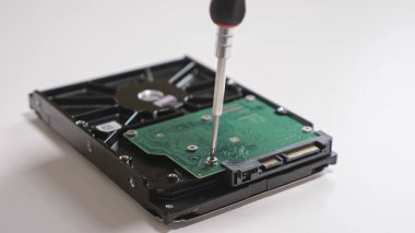 Tanımlanamayan usta bir sabit diski tornavidayla söker