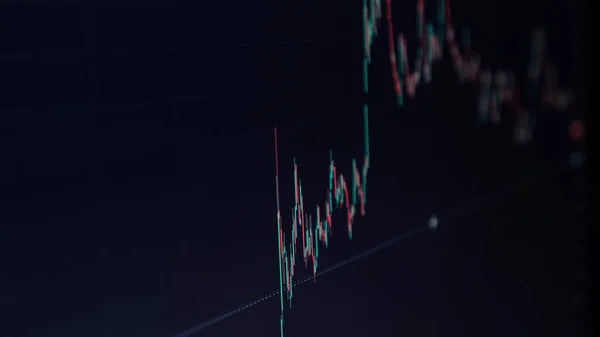 Grafico di cripto valuta online. Quotazioni di eth e btc in borsa. Grafico di borsa di Ethereum. Visualizzare l'app sullo schermo del computer portatile o del pc — Foto Stock