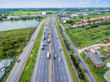 Bangkok şehir Tayland expressway havadan görünümü
