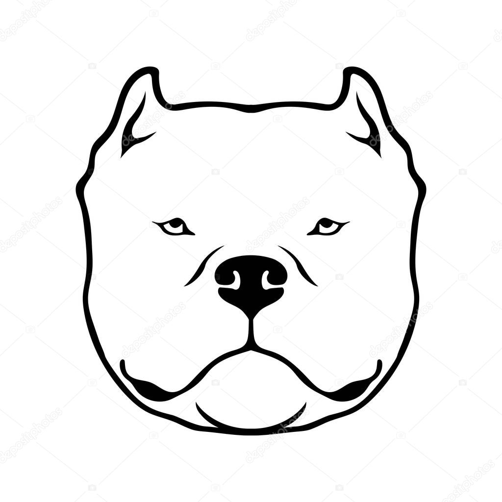 American bully head dog isolated on white background. Dog head for logo, for printing on a t-shirt.