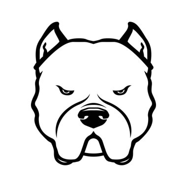 Amerikan zorba köpek amblemi. Amerikan kabadayı köpeğinin kafası beyazda izole edilmiş..