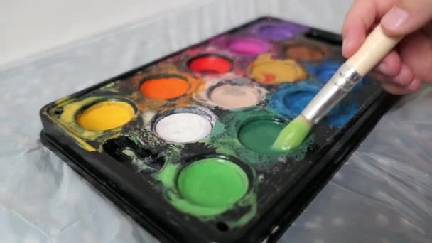 Dessin Palette Colorée Peinture Sur Fond Blanc — Video