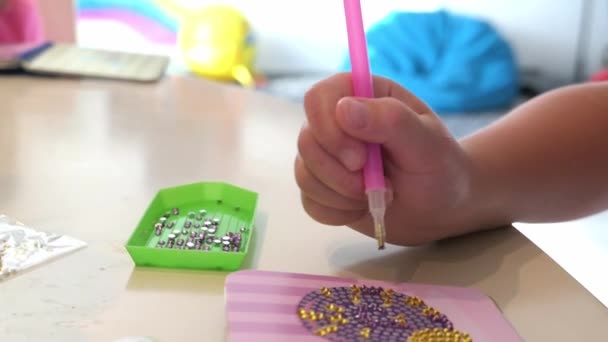 Pintura Com Diamantes Arte Brilho Decoraçãopintura Com Diamantes Arte Brilho — Vídeo de Stock