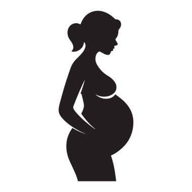 hamile kadın silueti vektörü ayarlandı