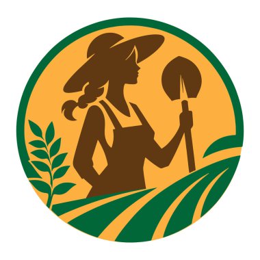 Çiftçi Silueti vektör simgesi logosu seti.
