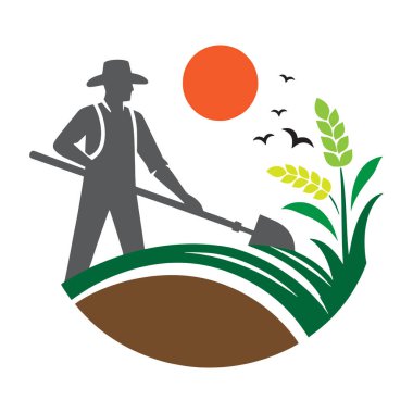 Çiftçi Silueti vektör simgesi logosu seti.