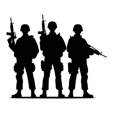 Asker siluetleri vektör illüstrasyonu.