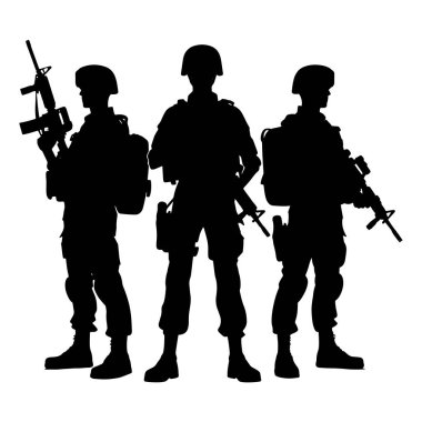 Asker siluetleri vektör illüstrasyonu.