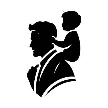 Siyah bir baba ve çocuğunun silueti..