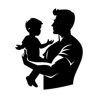 Siyah bir baba ve çocuğunun silueti..