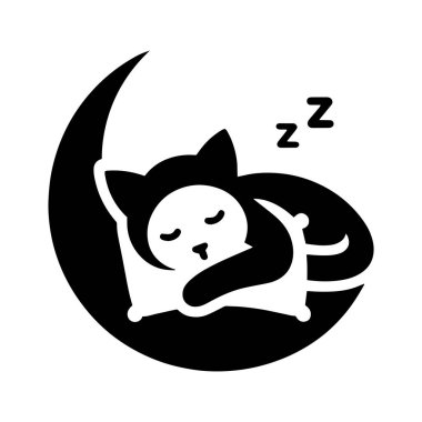 Yastık vektörü siluetiyle Uyuyan Bir Kedi