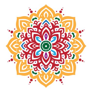 yaratıcı basit mandala tasarım vektör biçimi silueti beyaz arkaplanlı