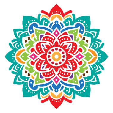 yaratıcı basit mandala tasarım vektör biçimi silueti beyaz arkaplanlı