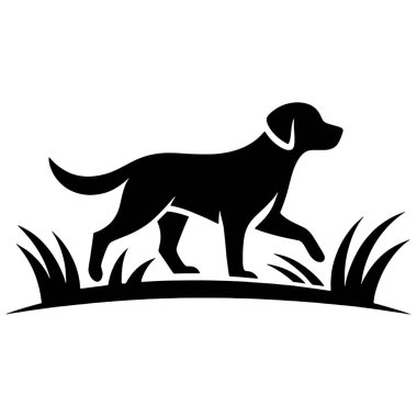 Koşan köpek siluet vektör logo simgesi seti. Koşan köpek siluet vektör logo simgesi kümesi.