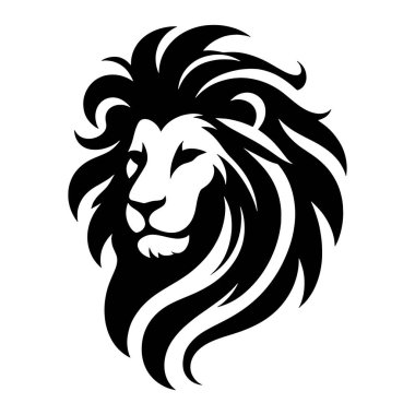 Aslan Suratlı Siluet vektör çizimi. Aslan Yüzlü Siluet Vektör Resimleri.