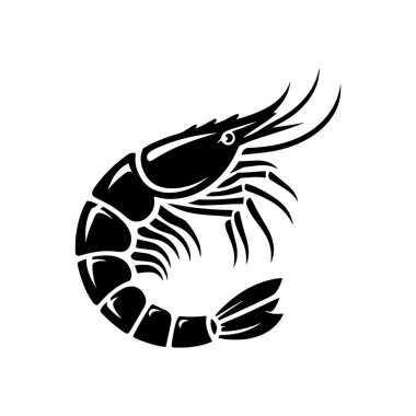 Karides minimum düz simge siyah renk ve beyaz arka plan. karides minimal düz simge siyah renk ve beyaz arkaplan