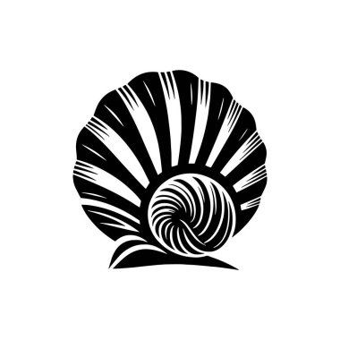 Beyaz arka planda istiridye silueti vektör logosu simgesi. Beyaz arkaplanda istiridye silueti vektör simgesi.