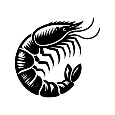 Karides minimum düz simge siyah renk ve beyaz arka plan. karides minimal düz simge siyah renk ve beyaz arkaplan