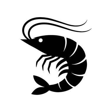 Karides minimum düz simge siyah renk ve beyaz arka plan. karides minimal düz simge siyah renk ve beyaz arkaplan