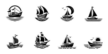 Yelkenli logosu siluet vektör tasarımı. Yelkenli logosu siluet vektör tasarımı.