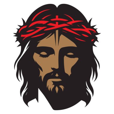 Beyaz arka planda İsa Mesih 'in silueti logosu var. Beyaz arkaplanda İsa Mesih 'in silueti simgesi.