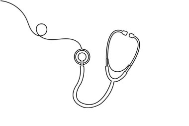 Steteskop beyaz arkaplan çizen sürekli bir çizgi