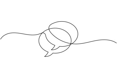 İki konuşma kabarcığı sürekli beyaz arkaplan ile bir çizgi çiziyor