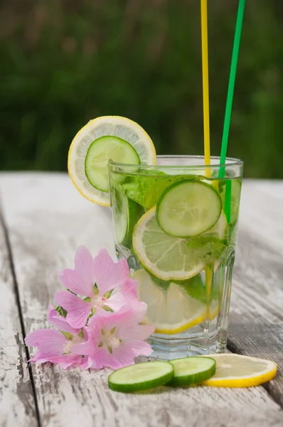 Sassy detox wody z cytryną i ogórek — Zdjęcie stockowe