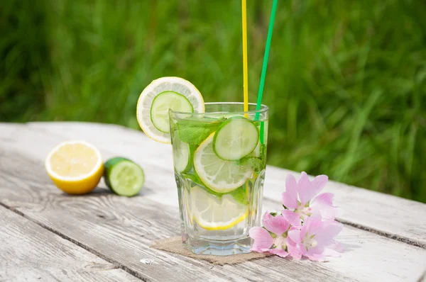 Sassy detox wody z cytryną i ogórek — Zdjęcie stockowe