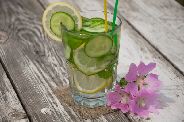 Sassy detox water with lemon and cucumber — Stock Photo, Image