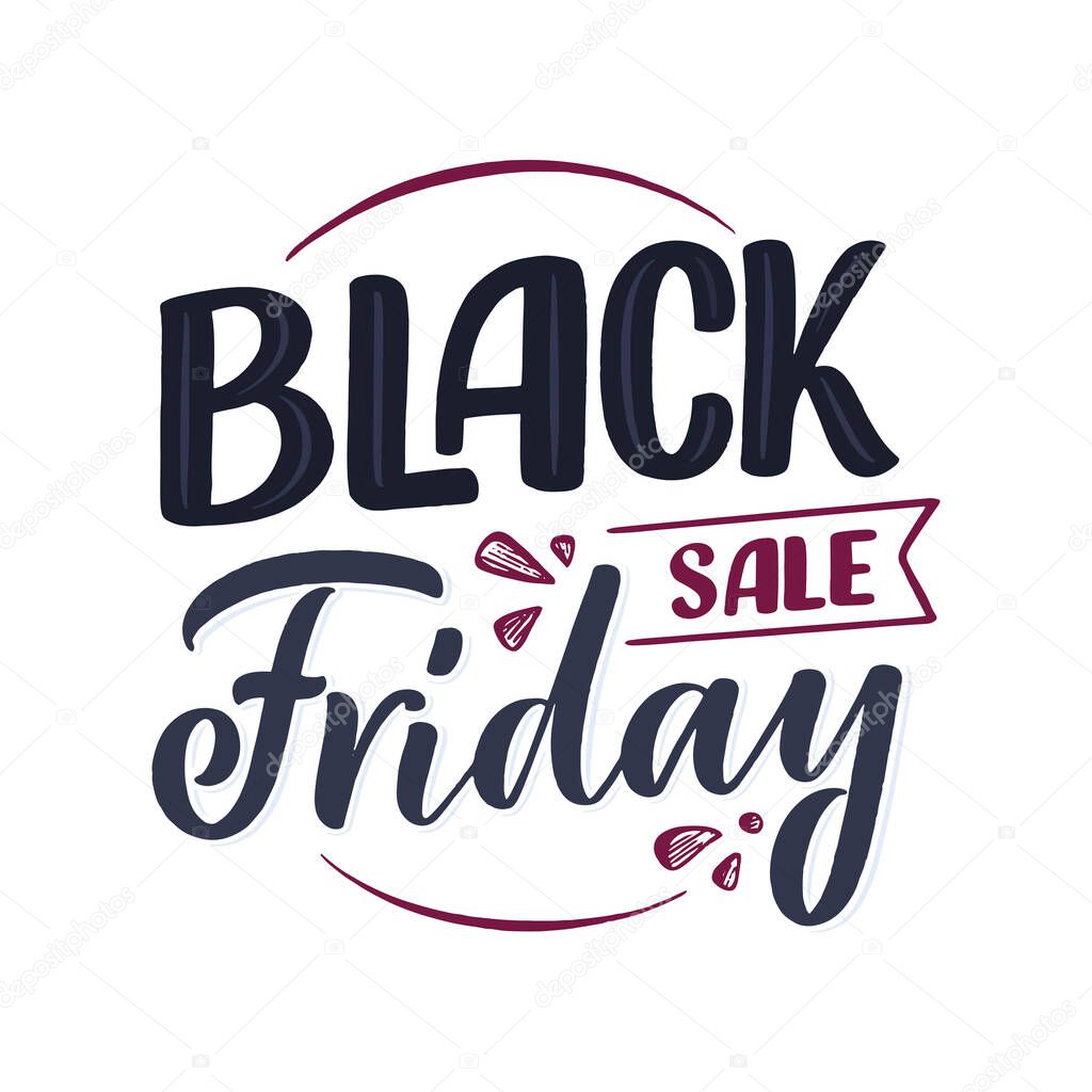 Black friday lettering in modern calligraphy style. Slogan for promotion template and sale banner. Vector