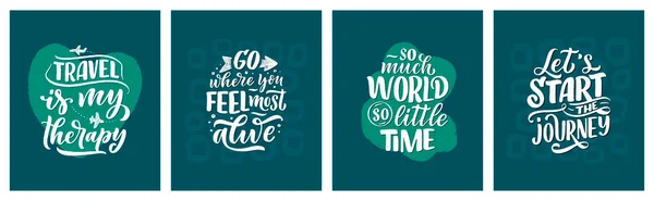 Conjunto Con Citas Inspiración Estilo Vida Sobre Viajes Buenos Momentos — Vector de stock