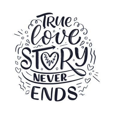 Kaligrafi tarzında aşk hakkında slogan yazan bir kart. Vektör soyut harf kompozisyonu. Baskı için moda grafik tasarımı. Motivasyon posteri. Sevgililer Günü için alıntı..