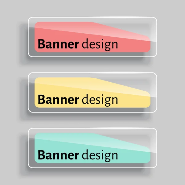 Set van drie realistische abstracte transparante banners — Stockvector