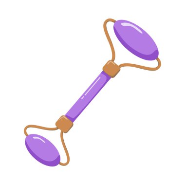 Yüz masajı silindiri vektör çizimi beyaz arka planda izole edildi. Cilt bakımları, güzellik salonları, yaşlanma karşıtı kavramlar, kozmetik markalaşma, spa tedavileri için tasarım