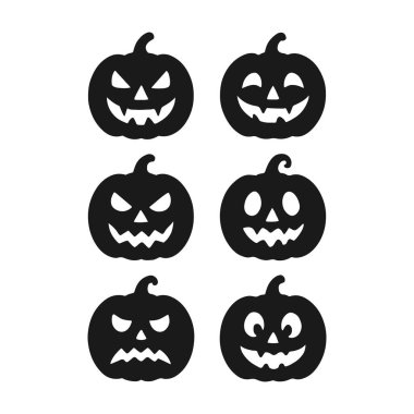 Jack O Lantern Pumpkin Faces Silhouette Collection Set