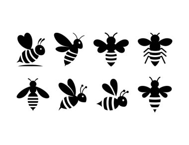 Set of Bees Collection, Stylized Honey Bee Vector Illustration