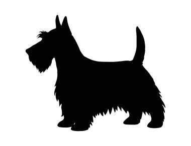 İskoç Teriyer Siluet Vektörü (124; Köpek Yetiştirme Clipart (124; Evcil Hayvan Simgesi)