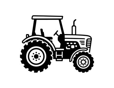 Tarım Tarım Tasarımı için Traktör Silueti Vektör Simgesi