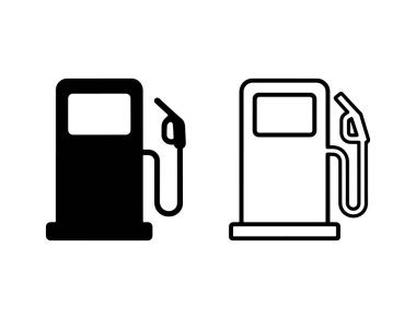 Benzin İstasyonu Pompa Simgesi Siyah ve Beyaz (124) olarak ayarlandı; Yakıt Tüpü Vektörü (124); Benzin Sembol Grafikleri