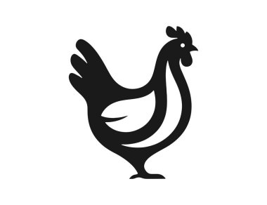 Tavuk Silueti Logo Vektör Simgesi Beyaz Arkaplanda İzole Edildi